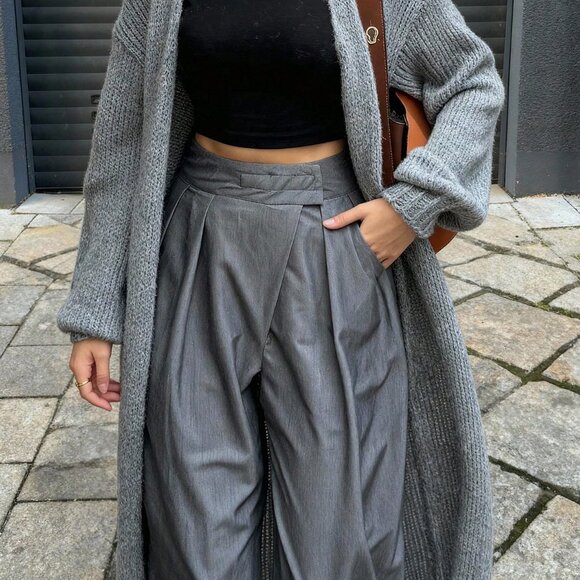 Grey Casual Women's Loose Fit Christmas Sweater Cardigan - Picture 9 of 9